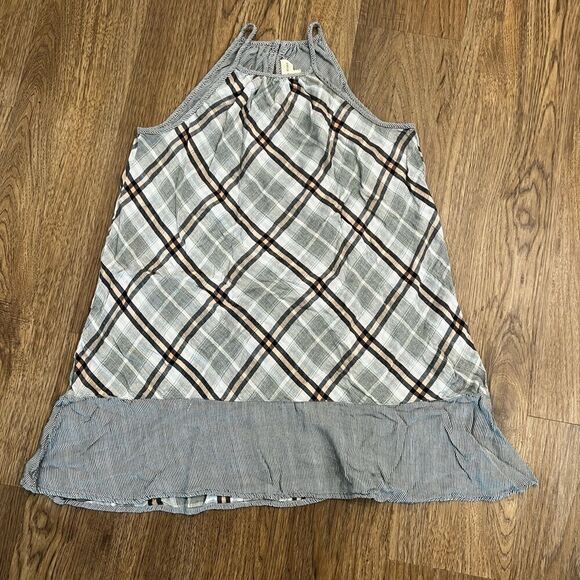 Cloth & Stone Gray Diamond Print Plaid Halter Keyhole Back Swing Dress S - Picture 3 of 5